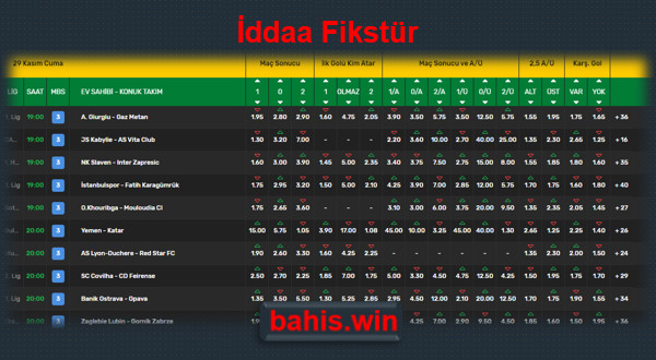 iddaa fikstür